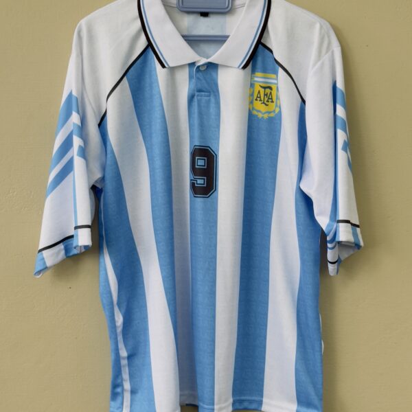 ARGENTINA 1996 HOME KIT BATISTUTA FIVESLEEVE POLO